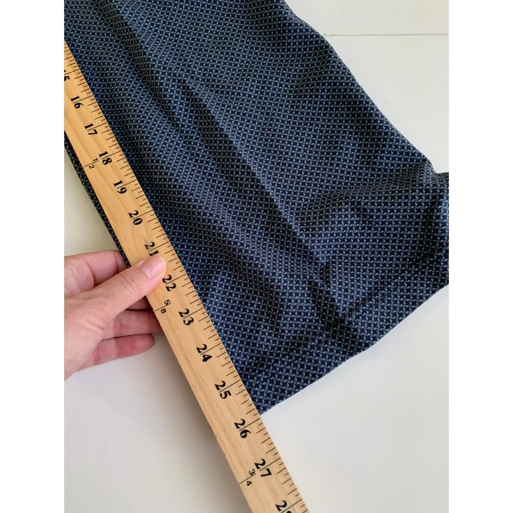 Betabrand Womens Pants Large Petite Blue‎ Pull On Straight Leg Stretch Geometric